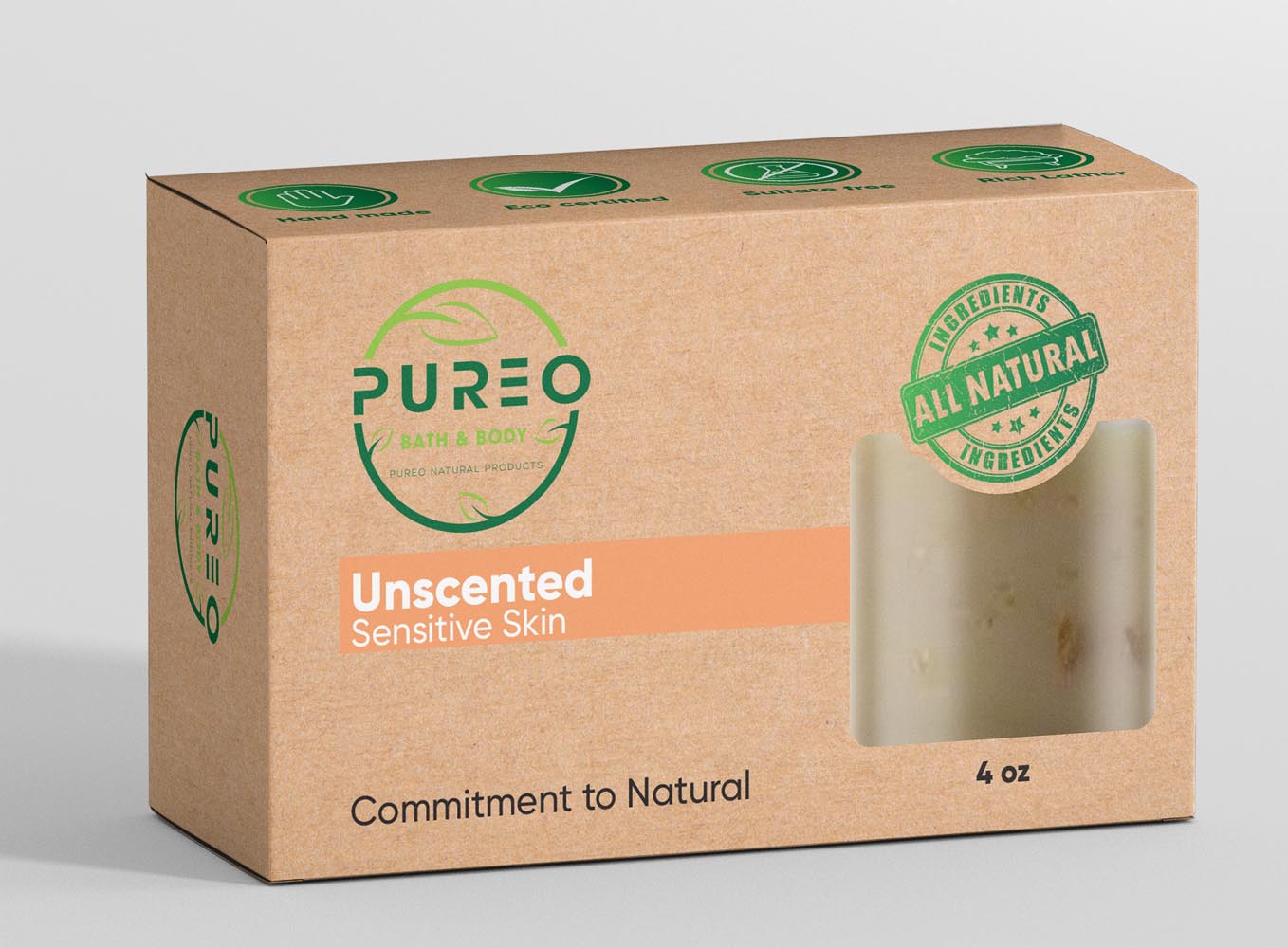 Unscented Sensitive Skin Soap Bar Soap – PureO Natural Products